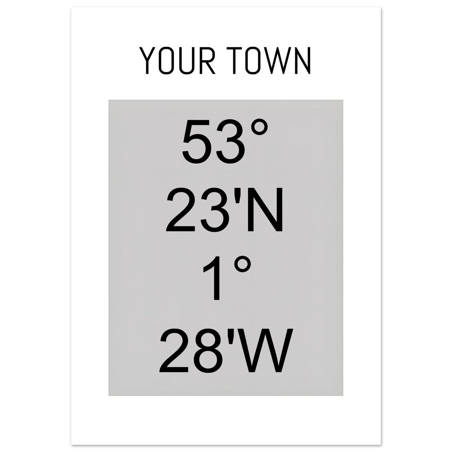 Personalized Map or Custom Location Coordinates Poster Print | Minimalist Unframed Wall Art Decor A3 A4 A5 A0 (84.1 x 118.9 cm) Black and Grey