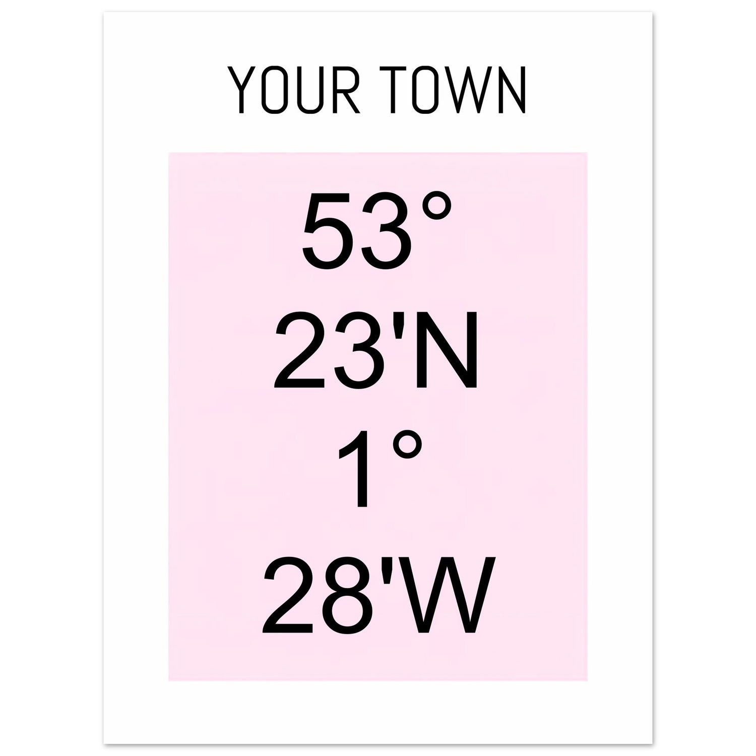 Personalized Map or Custom Location Coordinates Poster Print | Minimalist Unframed Wall Art Decor A3 A4 A5 45x60 cm 18x24″ Black and Pink