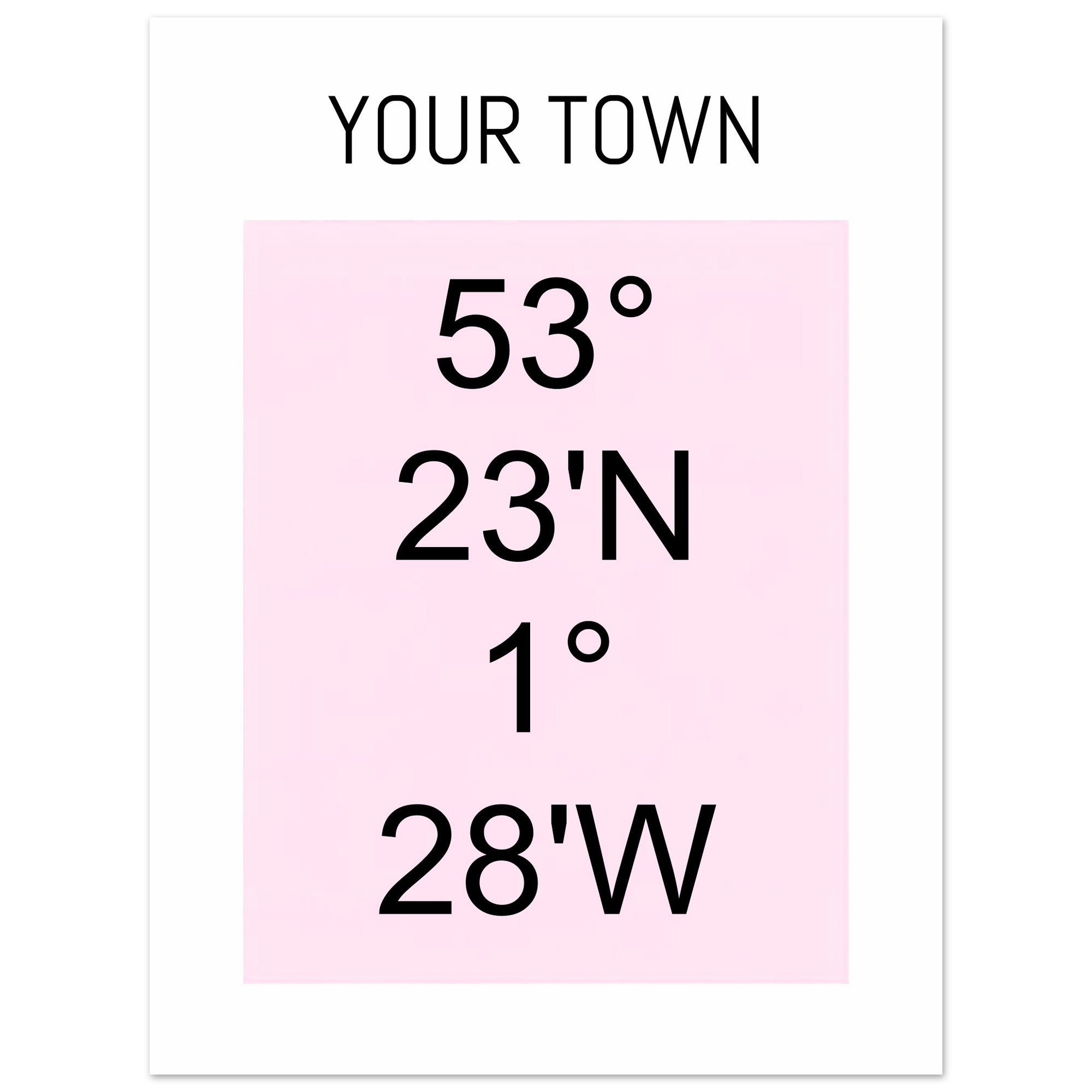 Personalized Map or Custom Location Coordinates Poster Print | Minimalist Unframed Wall Art Decor A3 A4 A5 45x60 cm 18x24″ Black and Pink