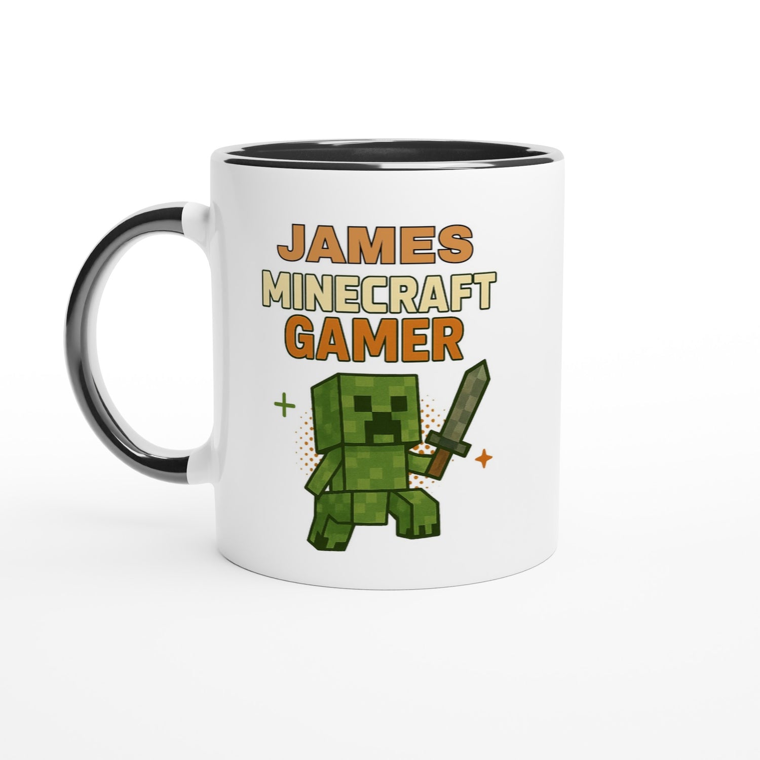 Personalized Minecraft Gamer Mug - Custom 11oz Ceramic Coffee Cup for Gamers Ceramic Black