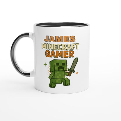 Personalized Minecraft Gamer Mug - Custom 11oz Ceramic Coffee Cup for Gamers Ceramic Black