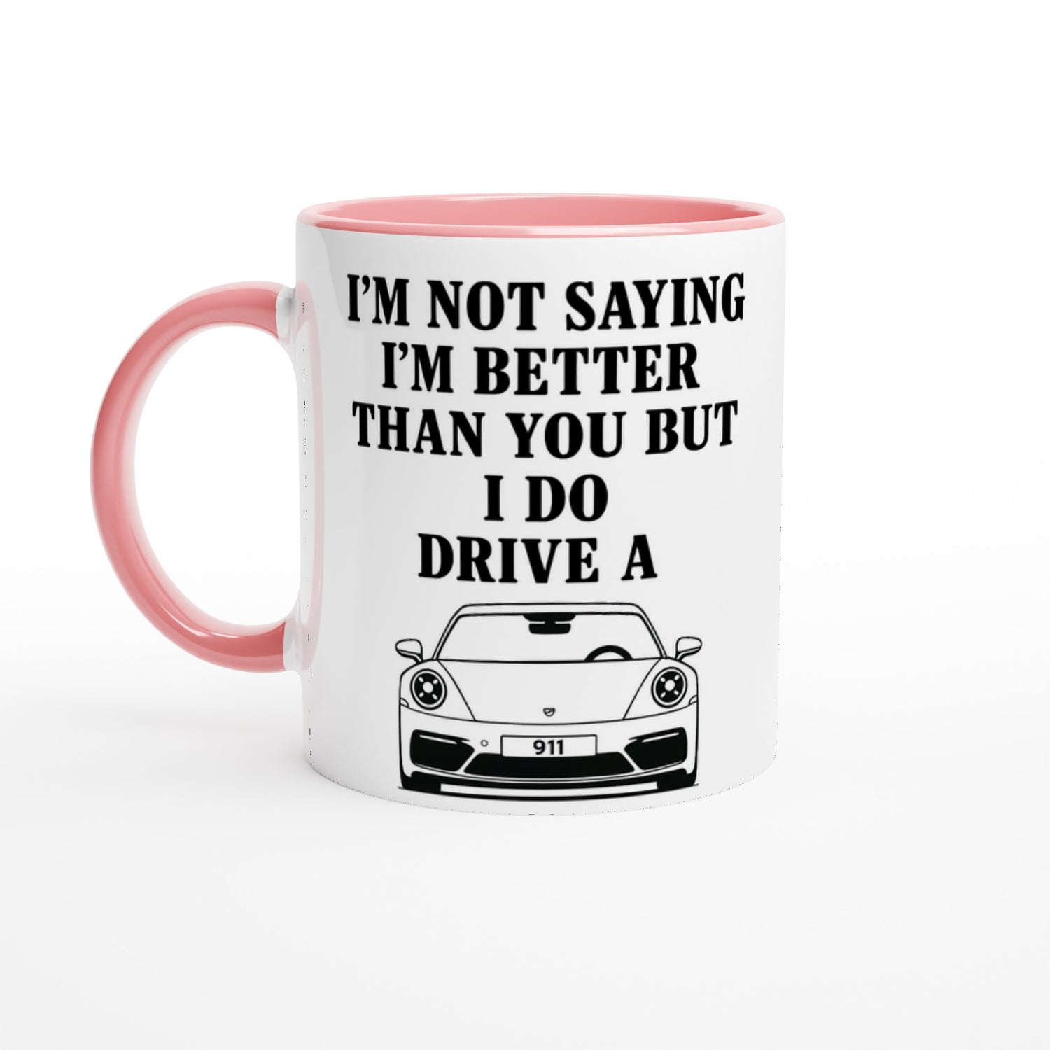 Funny Porsch Mug - 11oz Luxury Car Driver Gift - Ceramic Coffee Cup Ceramic Pink