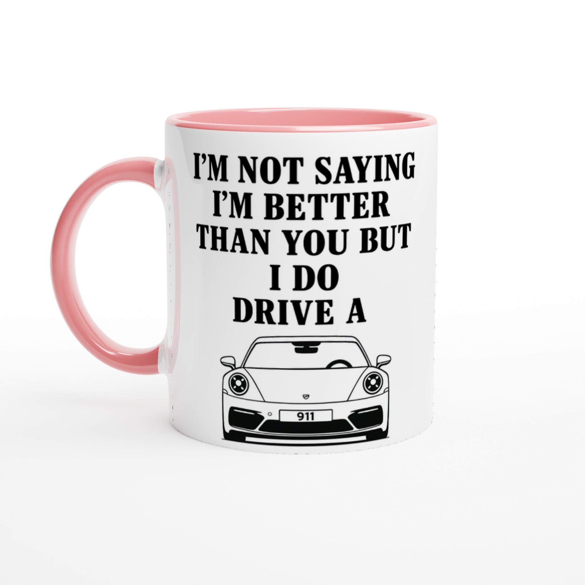 Funny Porsch Mug - 11oz Luxury Car Driver Gift - Ceramic Coffee Cup Ceramic Pink