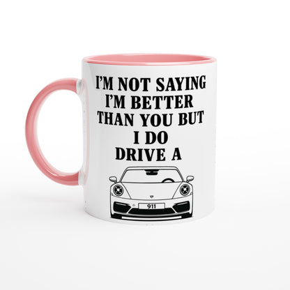 Funny Porsch Mug - 11oz Luxury Car Driver Gift - Ceramic Coffee Cup Ceramic Pink