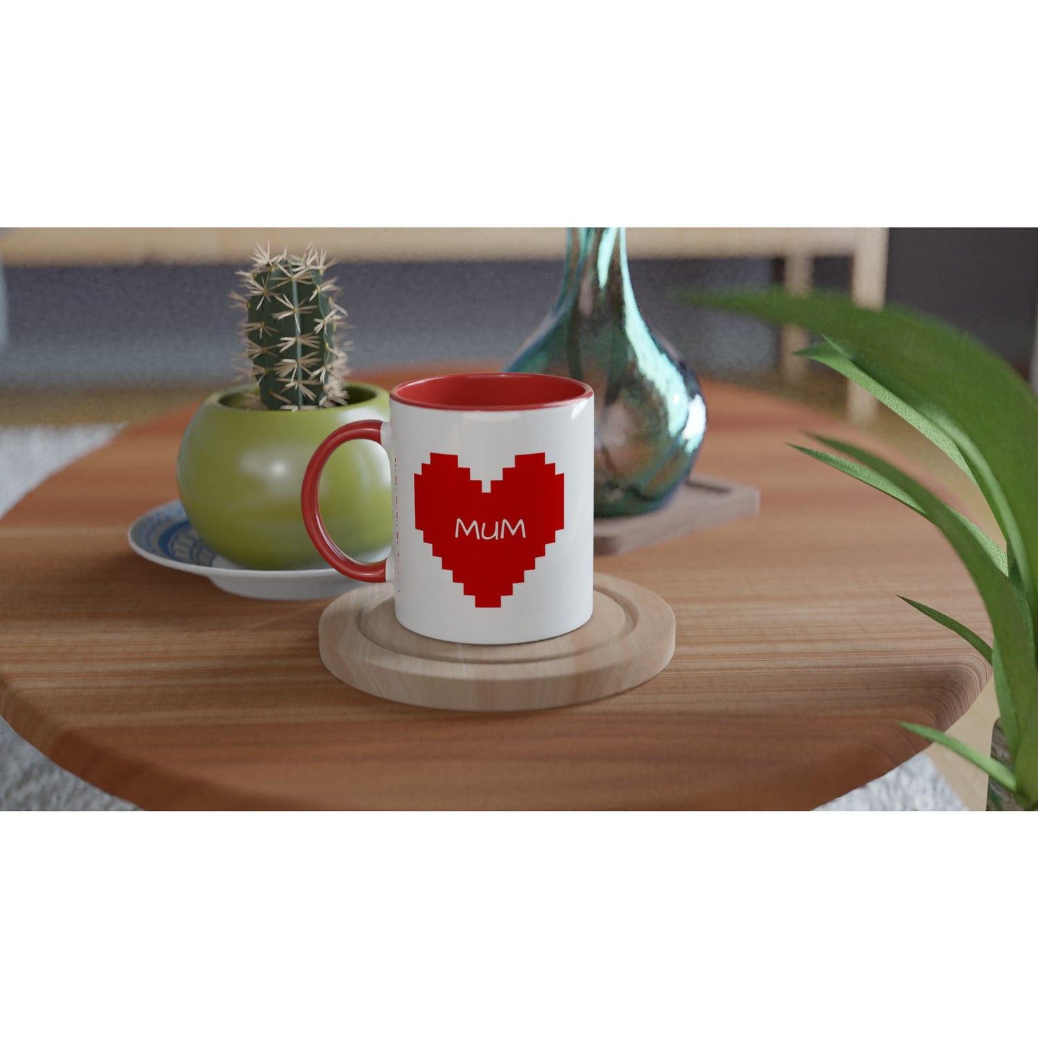 Custom Pixel Heart Mug – Retro Gamer Coffee Cup, 11oz Personalized Mug, 8-Bit Valentine Gift for Him or Her