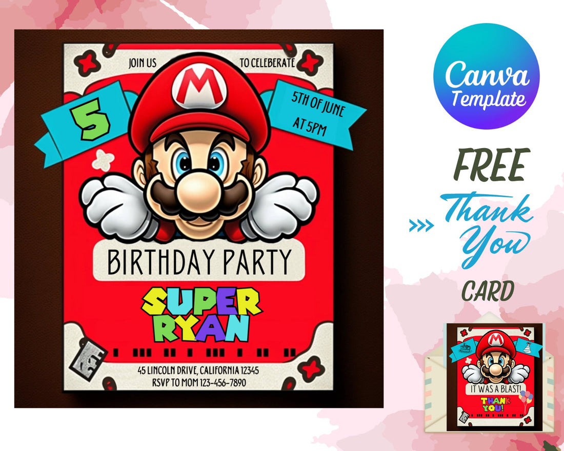 Super Mario Birthday Invitation | Super Mario Bros Instant Download | Boy Birthday Party Invite | Video Game | Printable Birthday Invitation