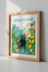 Amalfi Coast Black Cat Wall Art | Italy Travel Decor | Whimsical Illustration Poster