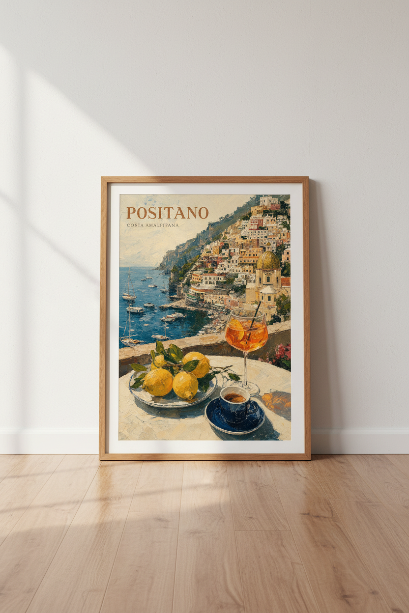 Positano Amalfi Coast Art | Italian Summer Oil Painting, Kitchen Wall Decor