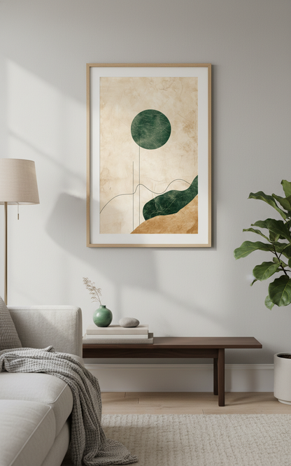 Stillness in Shape – Earth &amp; Emerald Abstract Art Print
