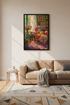 Cozy Cat Wall Art | Impressionist Floral Pink Living Room Decor