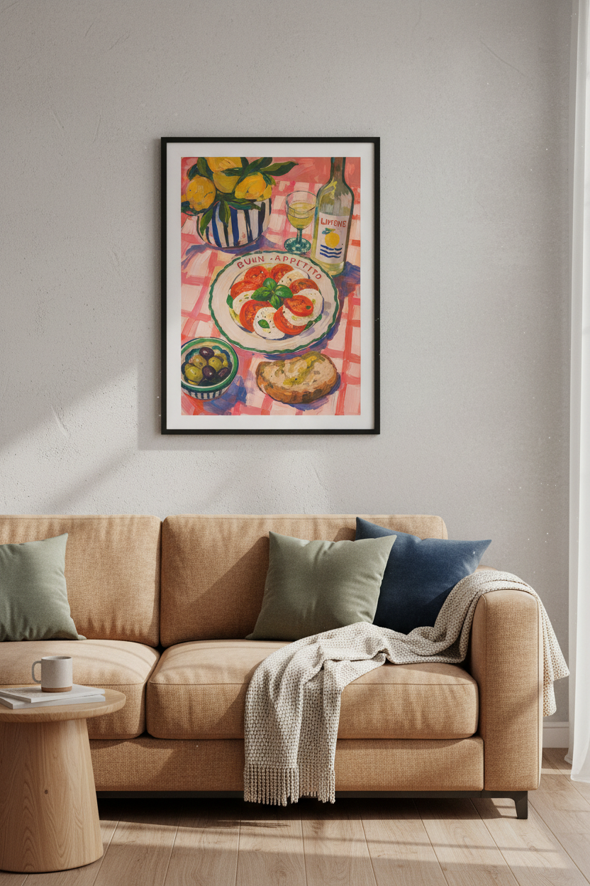 Caprese Wall Art Print | Painterly Kitchen Decor | Colorful Poster