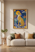 cheetah wall art | Tile-Style Tropical Blue & Gold, Living Room