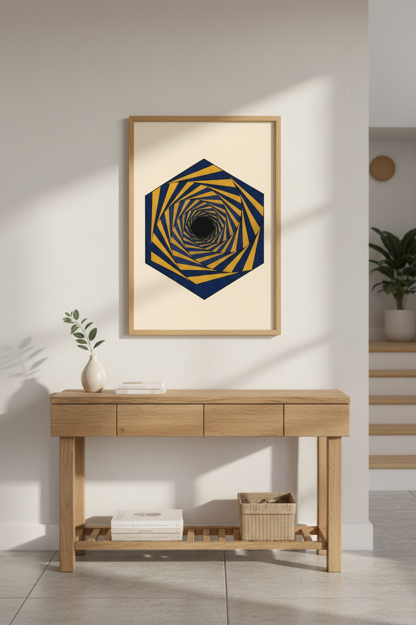 Abstract Geometric Wall Art Print | Optical Illusion Decor | Modern Home Aesthetic Framed Poster