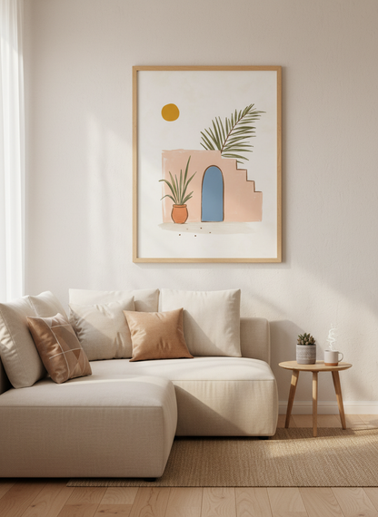 Boho Moroccan Arch Wall Art Print | Desert Terracotta Decor | Minimalist Poster