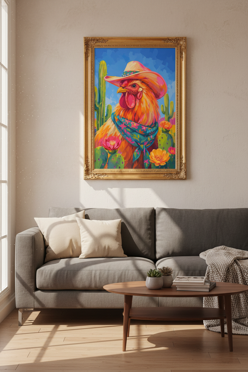 vibrant rooster art | Southwestern colorful, kitchen decor