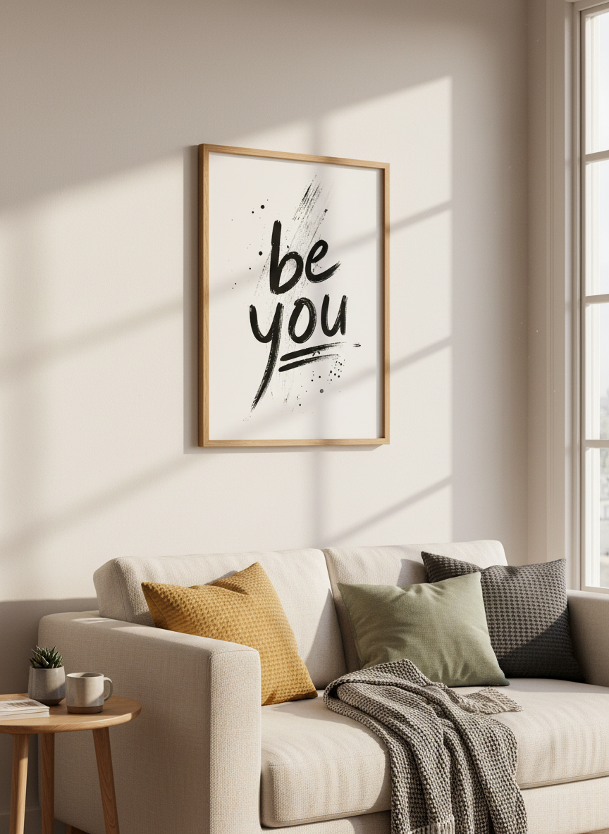 Be You Typography Wall Art Print | Office Decor | Minimalist Poster