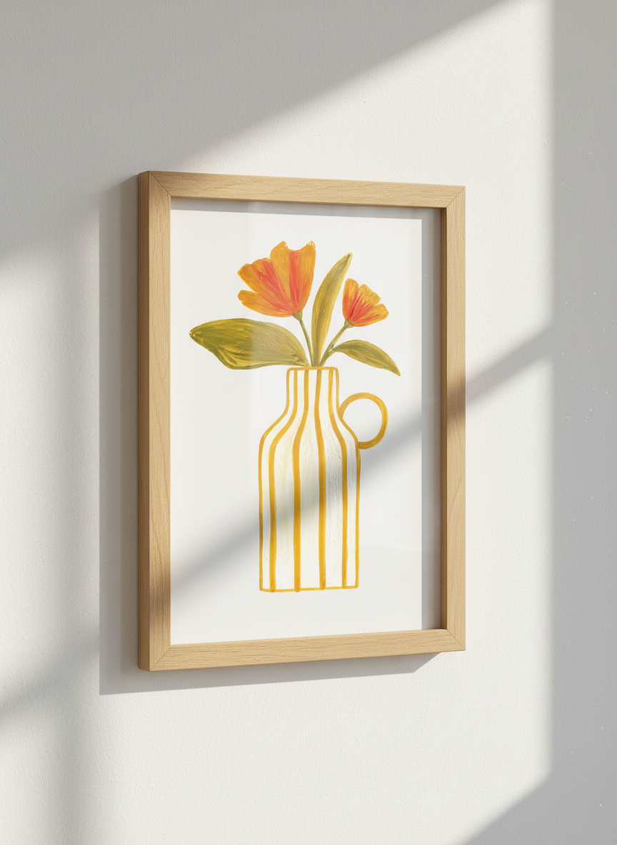 Abstract Floral Vase Wall Art | Living Room Decor | Mid Century Modern Poster | Boho Flower Print | Kitchen Art