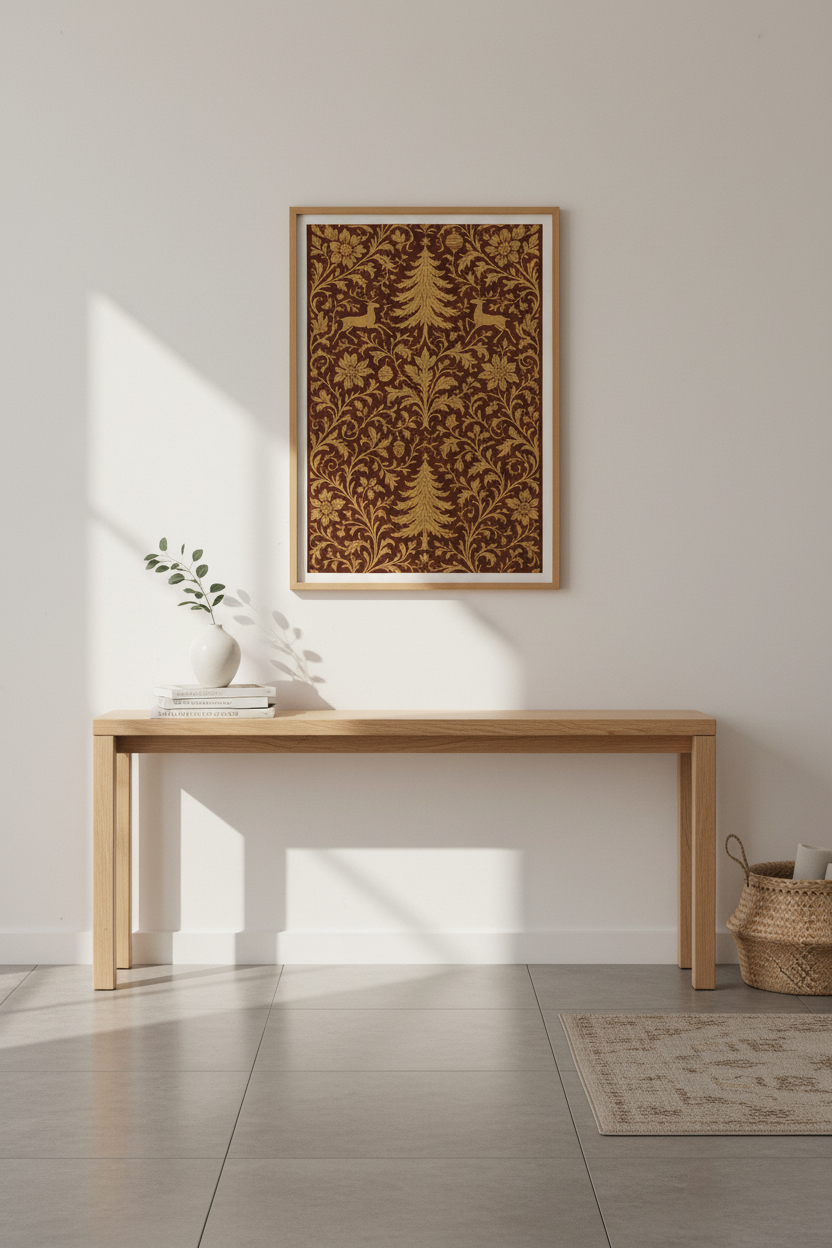 Christmas Pattern Framed Art Print | Festive Living Room Decor | Vintage Holiday Poster | Traditional Wall Art