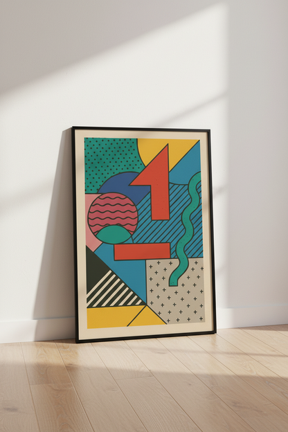 Abstract Geometric Wall Art Print | Mid Century Modern Nursery Decor | Memphis Style Living Room Poster | Colorful Retro Gift