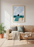 Woman Ocean View Wall Art | Tranquil Coastal Decor | Minimalist Seagull Print