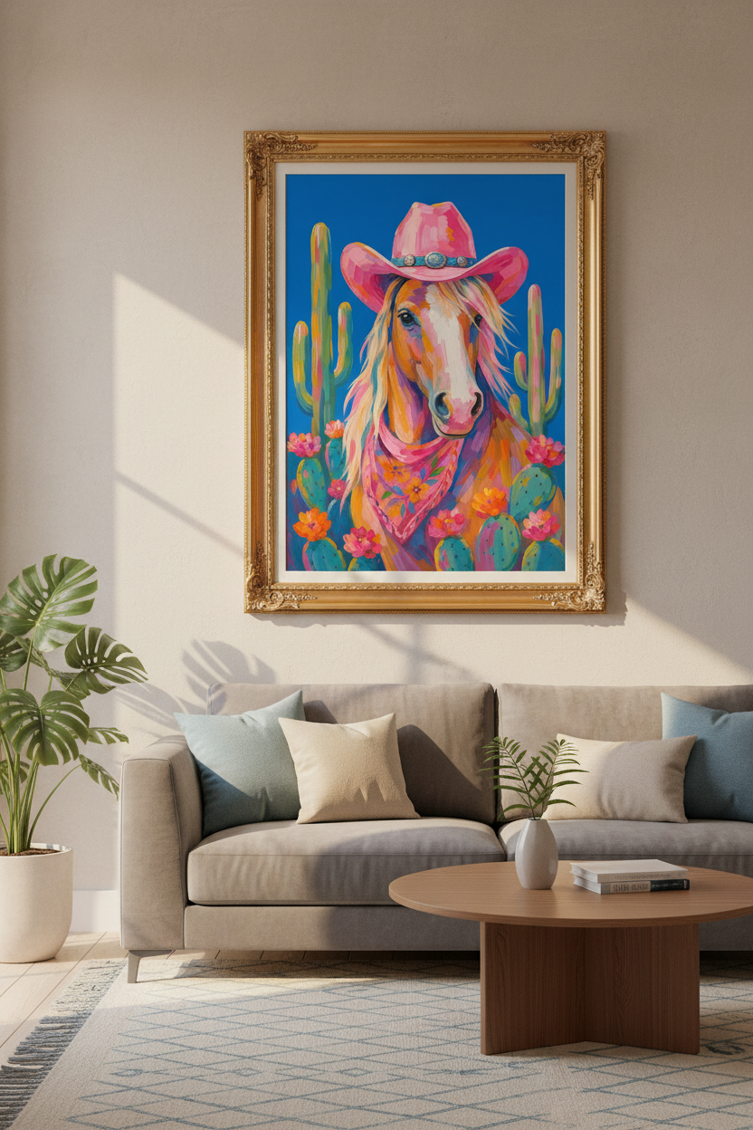 western horse poster | colorful desert art, nursery decor