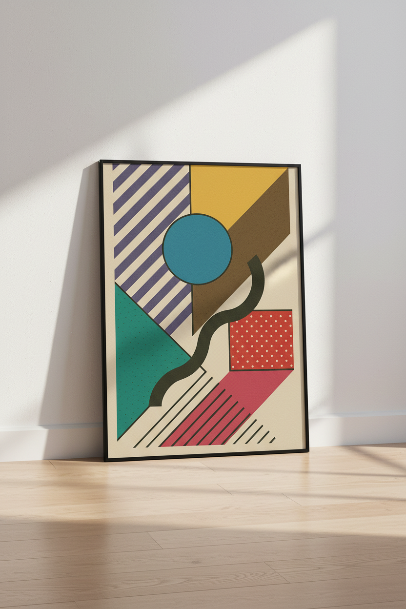Abstract Geometric Wall Art Print | Mid Century Modern Decor | Retro Aesthetic Poster | Unframed, Framed, Digital Download