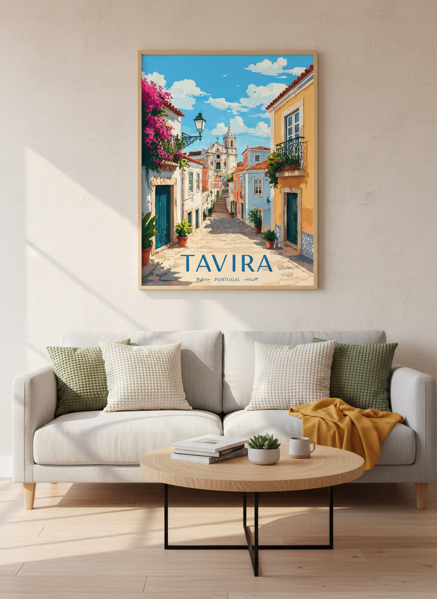 Tavira Portugal Travel Wall Art Print | Mediterranean Decor | Coastal Poster