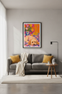 Vibrant Dog Poster | Bold Floral Palette, Living Room Decor