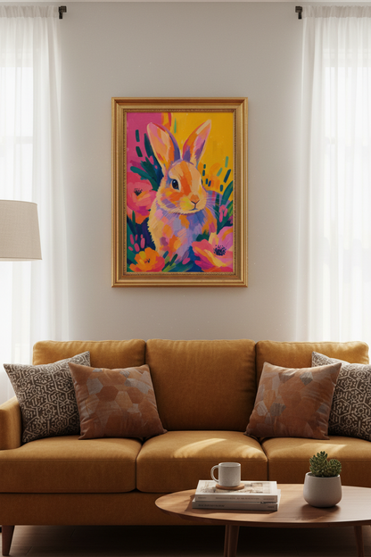 colorful bunny print | Bright Abstract Nursery Livingroom Decor