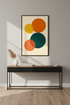 Abstract Geometric Wall Art Print | Mid Century Modern Wall Decor | Minimalist Poster | Orange Teal Yellow Circles