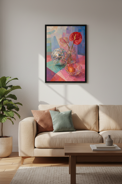 mosaic still life print | Colorful Modern Kitchen Decor, Pastel Poster