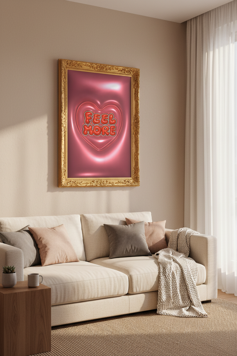 retro heart poster | glossy red, bedroom decor