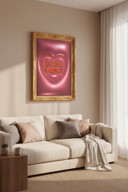 retro heart poster | glossy red, bedroom decor