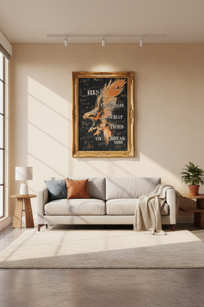 eagle poster print | distressed orange black, office decor