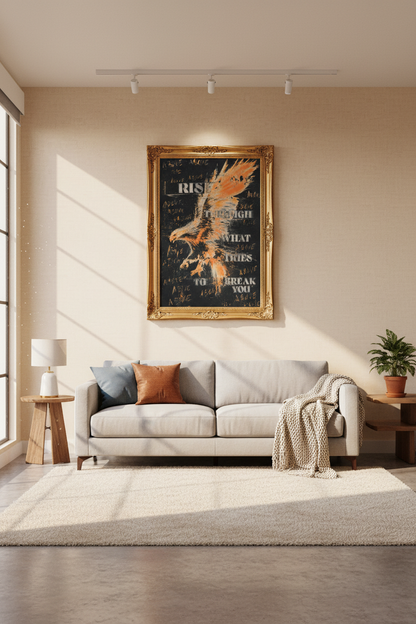eagle poster print | distressed orange black, office decor