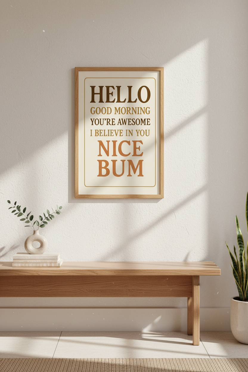 Humorous Quote Framed Wall Art | Bedroom Bathroom Decor | Funny Affirmation Poster | &