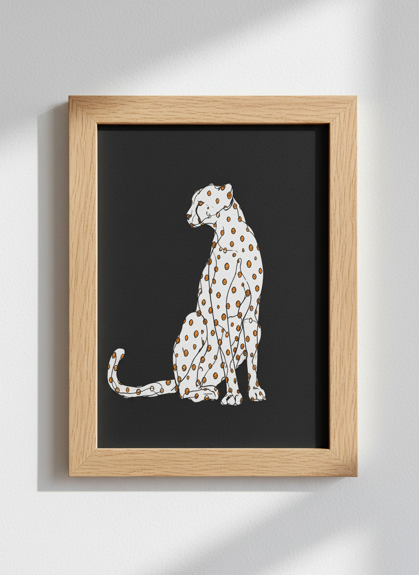 Minimalist Cheetah Wall Art Print | Modern Safari Decor | Abstract Animal Poster | Tribal Cat Wall Decor | Digital Download