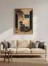 Paris Cafe de Flore Wall Art | Blue Dress Woman Reading Poster | French Country Decor