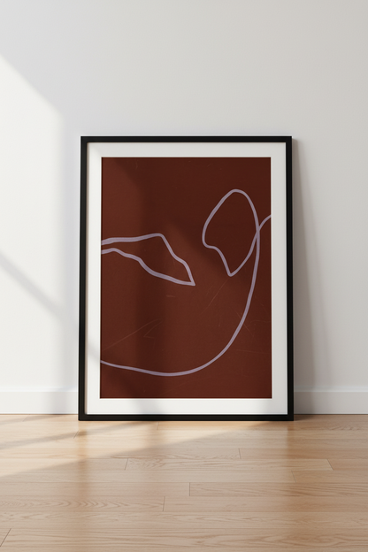 Abstract Organic Line Art Print | Terracotta &amp; Lavender
