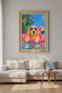 tropical dog poster | Vibrant Colorful Beach Living Decor
