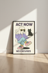 Retro Poodle Motivation Wall Art Print | Office Decor | Positive Quote Poster | Peace Sign Dog & Cat Mid-Century Aesthetic