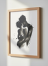 Minimalist Couple Wall Art Print | Bedroom Decor | Romantic Digital Poster | Abstract Love Kiss Ink Painting Black and White
