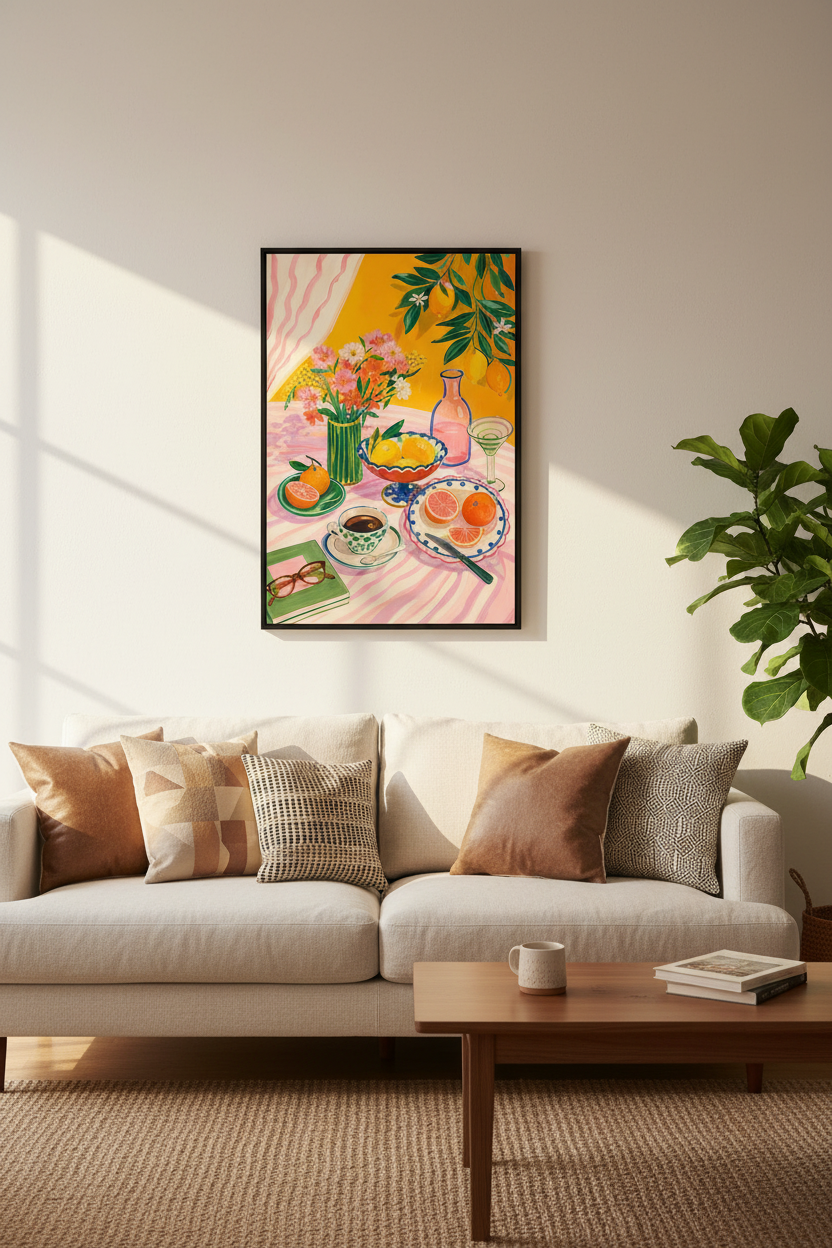 citrus kitchen print | Colorful modern still-life, dining decor