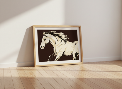 Abstract Horse Wall Art Print | Farmhouse Living Room Decor | Minimalist Horse Poster | Animal Art Print | Equine Art