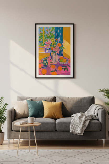 floral wall art | vibrant still-life bouquet, kitchen decor