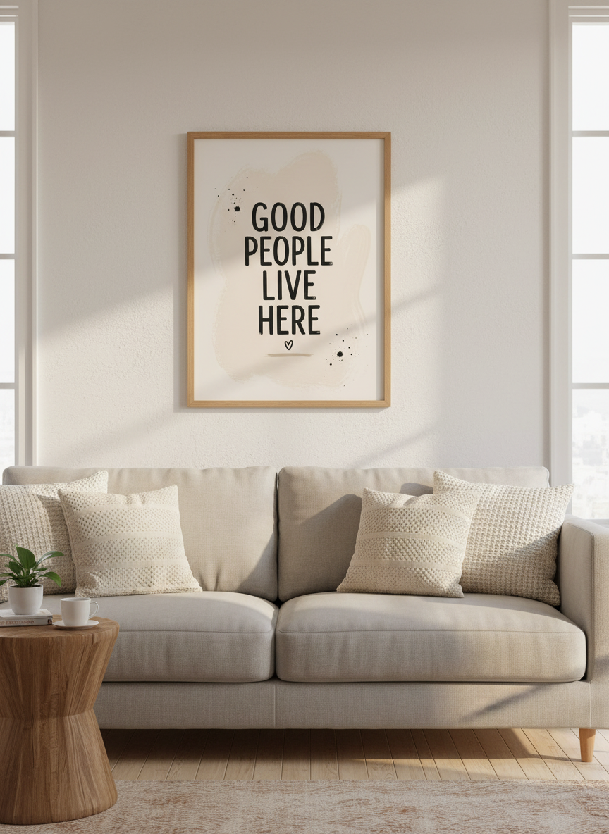 Good People Live Here Print | Boho Home Decor, Positive Quote Wall Art