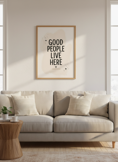 Good People Live Here Print | Boho Home Decor, Positive Quote Wall Art