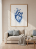 Anatomical Heart Wall Art | Blue Watercolor Ink Sketch, Medical Office Decor