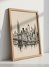 Brooklyn Bridge New York City Skyline Wall Art Print | NYC Abstract Cityscape Decor | Minimalist Ink Sketch Poster