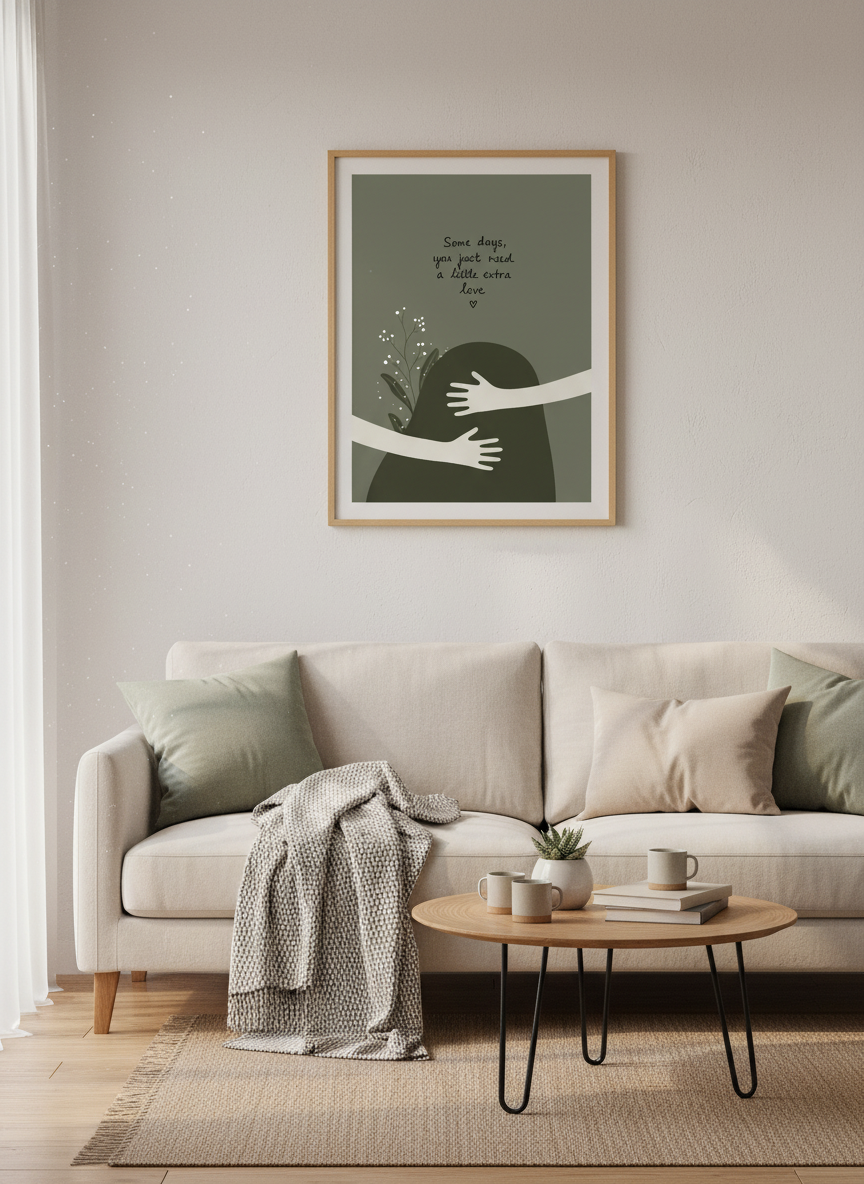 Extra Love Hug Wall Art Print | Boho Bedroom Decor | Cozy Quote Poster